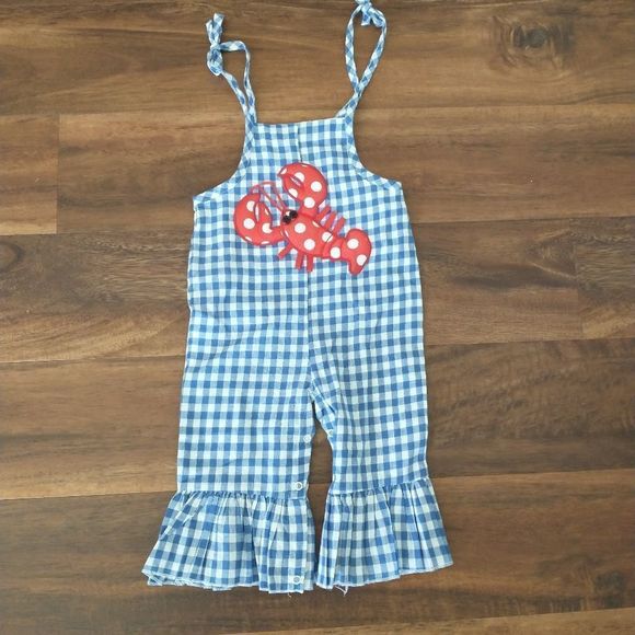 Mud Pie One Pieces Mudpie Baby Lobster Gingham Appliqu Romper 218mo